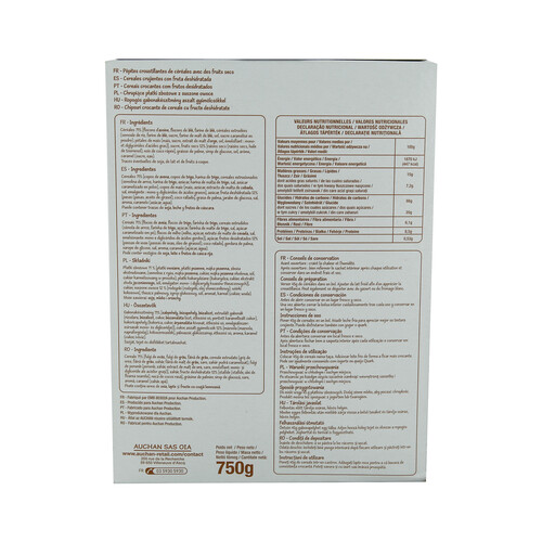 PRODUCTO ECONÓMICO ALCAMPO Cereales muesli con frutas secas PRODUCTO ECONÓMICO ALCAMPO 750 gr,