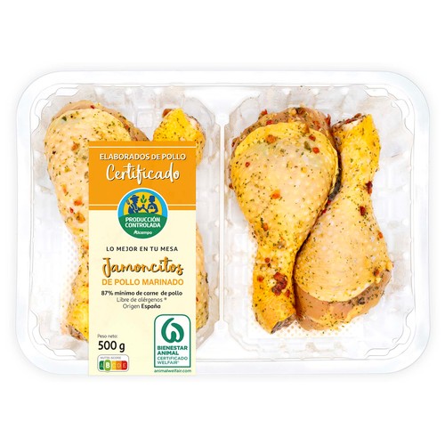 ALCAMPO CULTIVAMOS LO BUENO Jamoncitos de pollo certificado marinados Bandeja 500 Gramos Aproximados