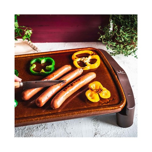 Plancha de asar JATA GR559A de terracota, 1600W, superficie 46 x 28 cm.