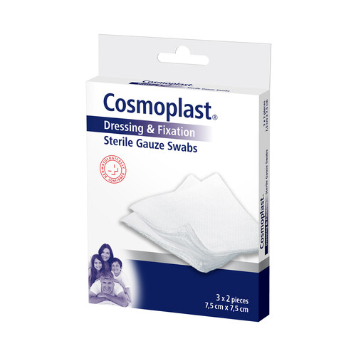 Gasas esterilizadas de 7.5 x 7.5 cm COSMOPLAST 3 uds.