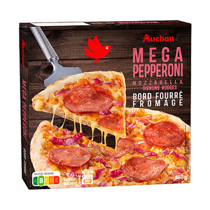 Imagen de PRODUCTO ALCAMPO Pizza de mozarella, cebolla roja y pepperoni, con borde relleno de queso 450 g.