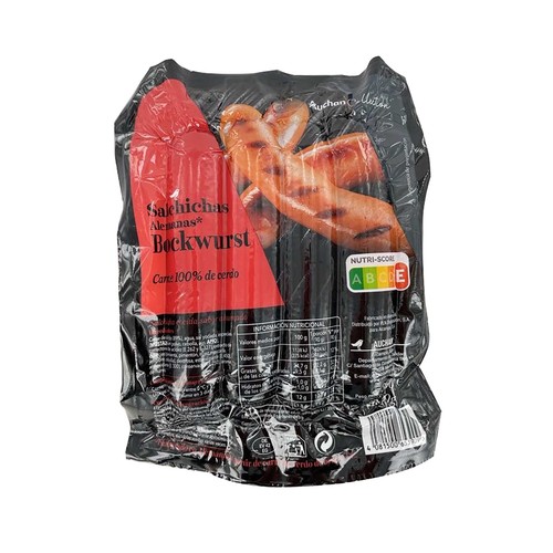 PRODUCTO ALCAMPO Collection Salchichas alemanas de cerdo, cocidas y ahumadas, tipo Bockwurst 4 x 90 g.