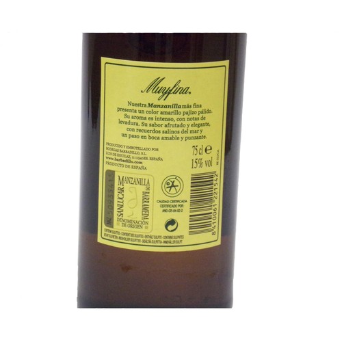 MUYFINA Manzanilla con D.O. Manzanilla de Sanlúcar de Barrameda botella 75 cl.