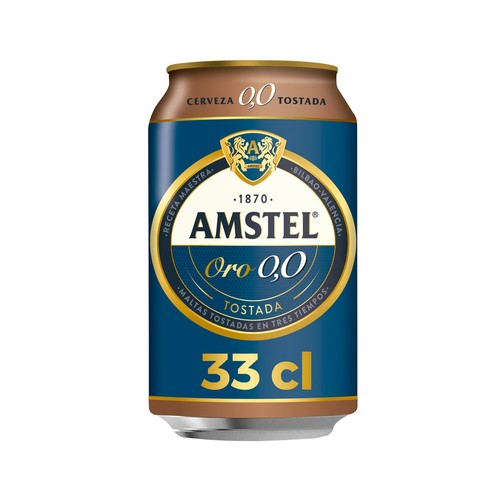 Cerveza 0,0 % tostada AMSTEL ORO 33 cl.