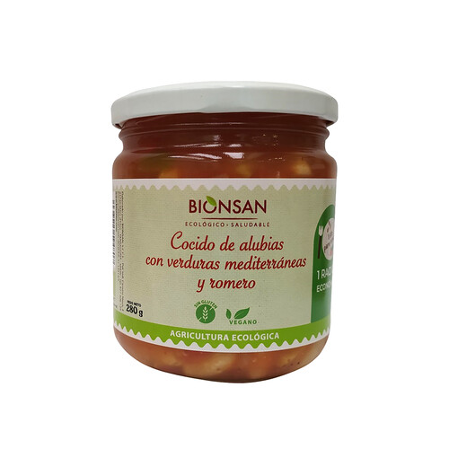 BIONSAN Cocido de alubias con verduras Mediterráneas y romero ecológico BIONSAN 280 g.