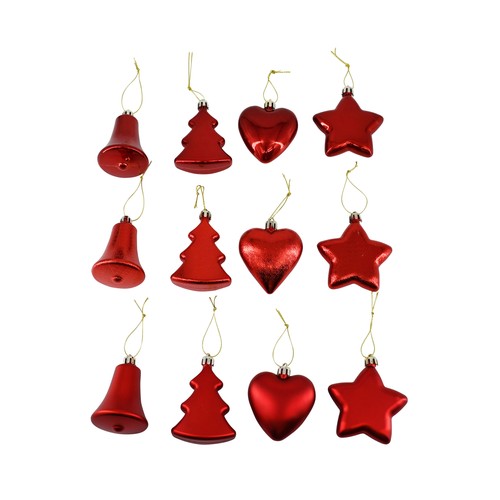 Colgante Brillante Moteado de Rojo con forma de Pino/Star 20cm modelos surtidos para decorar Árbol de Navidad, ACTUEL