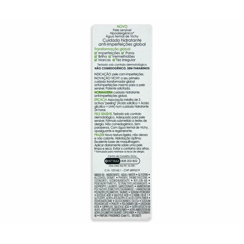 VICHY Tratamiento hidratante anti imperfecciones hipoalergénico, VICHY Normaderm 50 ml.