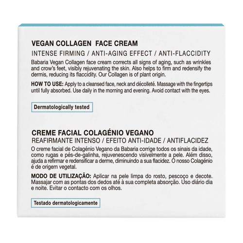BABARIA Collagen vegan Crema facial de uso dario con acción reafirmante, antiedad y antiflacidez 50 ml.