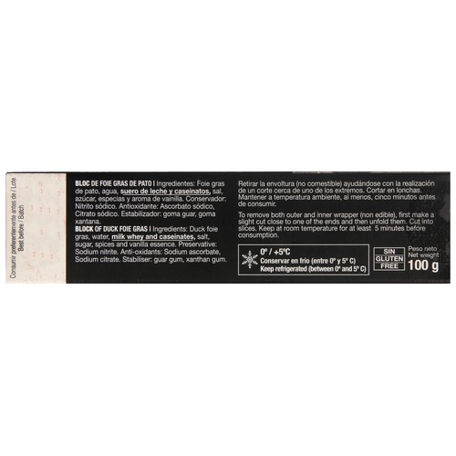 MALVASIA Bloc de foie gras de pato especial para untar 100 gr.