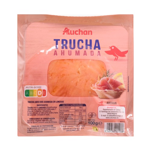 AUCHAN Trucha ahumada en lonchas 100 g. Producto Alcampo