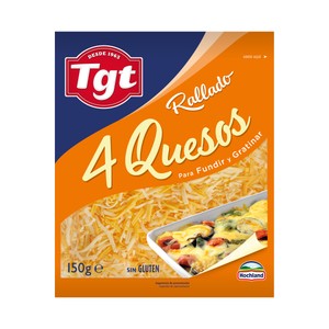 Imagen de TGT Queso rallado mezcla 4 quesos, para fundir y gratinar 150 g.