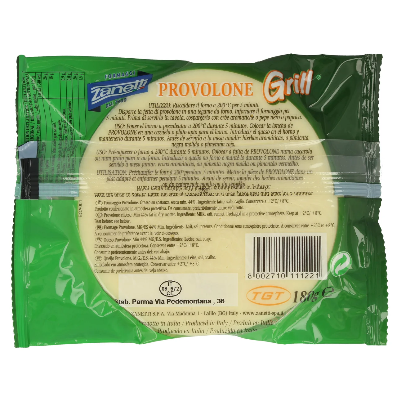 ZANETTI Queso provolone grill ZANETTI 180 g.