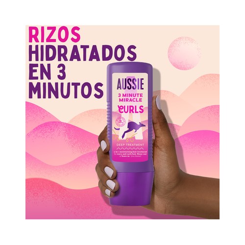 AUSSIE 3 Minute miracle curls Acondicionador hidratación profunda, para cabellos secos, ondulados y rizados 225 ml.