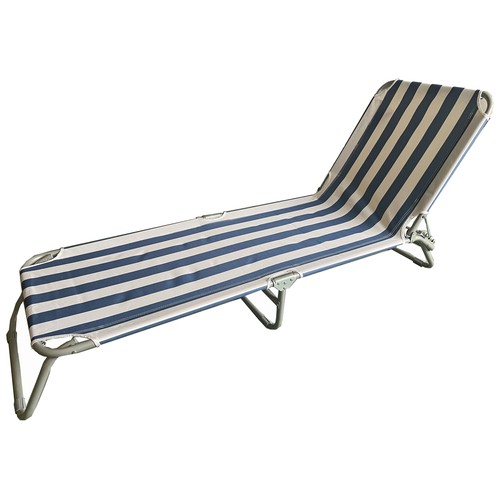 Tumbona plegable de rayas blancas y azules, 187x56x74cm. IKUNIK.