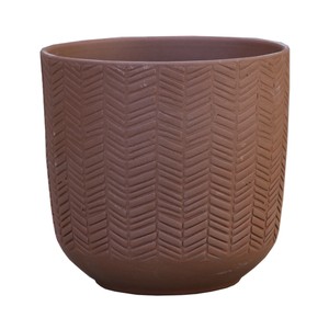 Imagen de Maceta de barro con relieve trazas, 16x16cm IBERLUS.