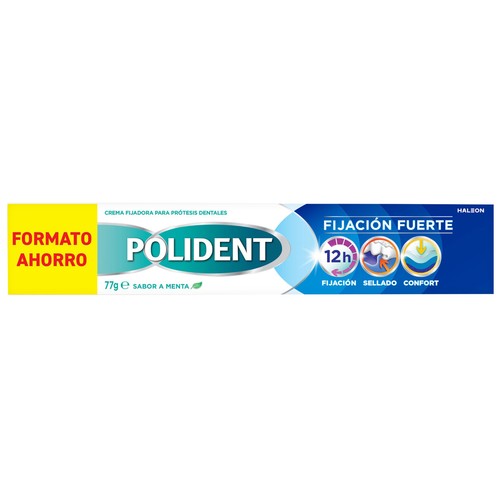 POLIDENT Crema fijadora para dentaduras postizas, con efecto sellado y sabor a menta 77 g.