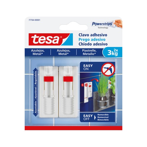 Clavo adhesivo ajustable para azulejos y metal 3 kg TESA.