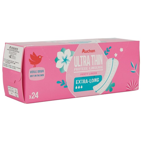 PRODUCTO ALCAMPO Salvaslips finos y extra largos, con forma anatómica 24 uds.