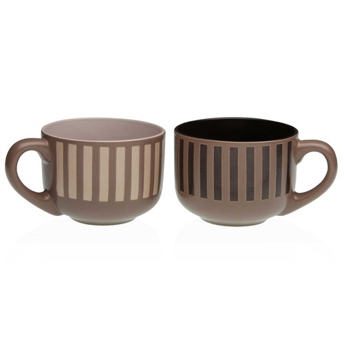 Taza jumbo gres, surtido rayas. VERSA HOME