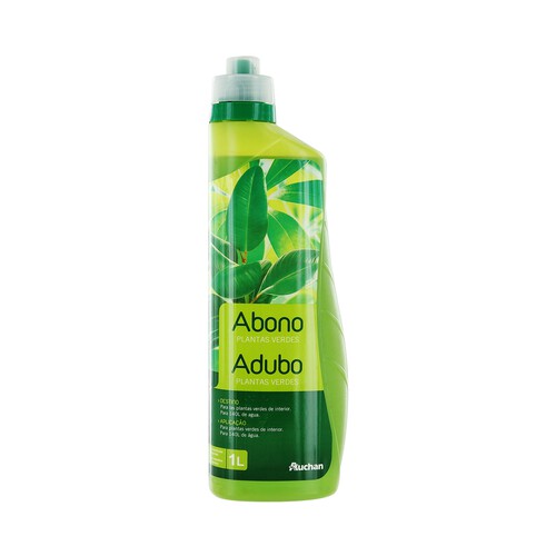 Botella de 1 litro con fertilizante líquido para plantas verdes PRODUCTO ALCAMPO.