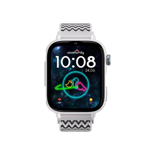 Smartwatch SAVEFAMILY SaveWatch Plus 2, Esfera Blanca, Correa de Tela ZigZag".