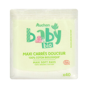 PRODUCTO ALCAMPO Baby bio Algodón cuadrado de origen 100% orgánico 40 uds.