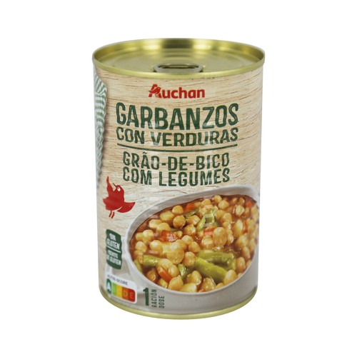 Garbanzos con verduras PRODUCTO ALCAMPO lata de 440 g.