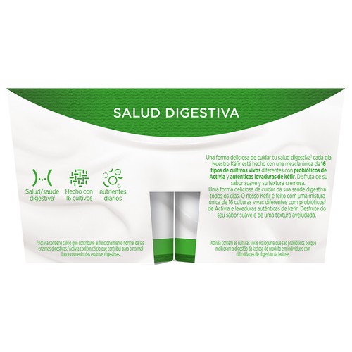 ACTIVIA de Danone Kéfir natural cremoso con probióticos naturales 4 x 125 g.