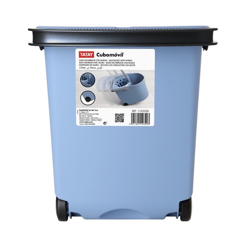 TATAY Cubo escurridor color azul con ruedas 12 l.