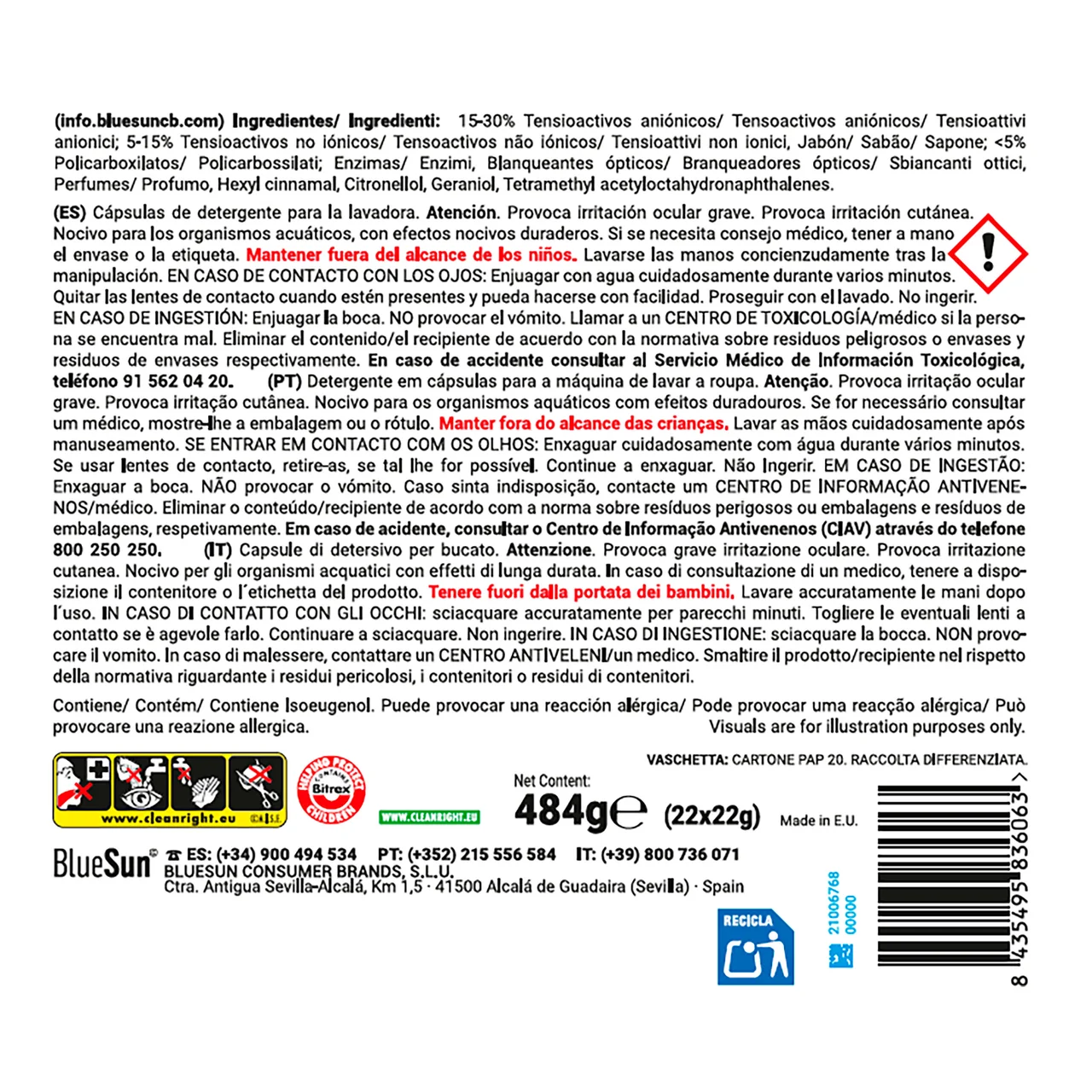 Detergente en cápsulas 4 en 1 con aroma a flores silvestres 22 uds.