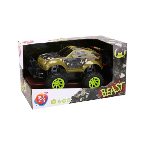 Coche R/C La Bestia 1:18. +3 años.  ONE TWO FUN ALCAMPO
