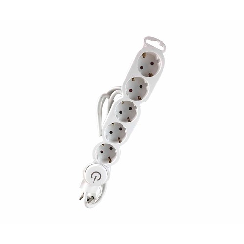 Base 5 tomas con interruptor 3x1,5mm 1,5m blanca, NINE&ONE.