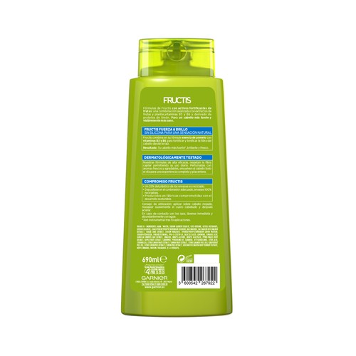 FRUCTIS Fuerza & brillo de Garnier Champú fortificante sin parabenos, para cabellos normales 690 ml.