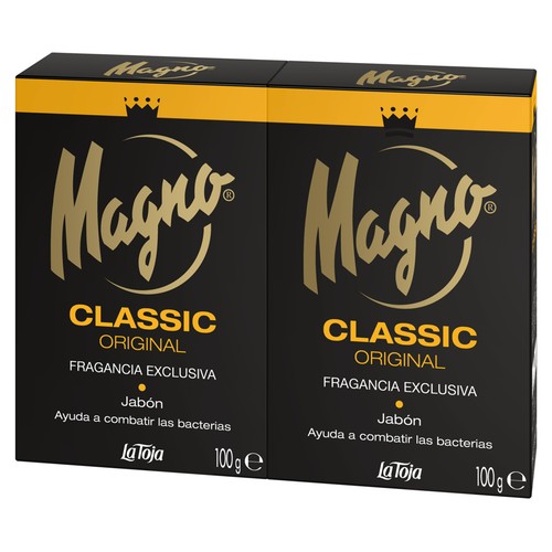 MAGNO Pastillas de jabón de tocador, con fragancia original MAGNO Classic 2 x 100 g.