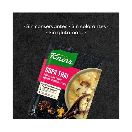 KNORR Las Exoticas Sopa Thai con fideos, setas y coco 69 g.