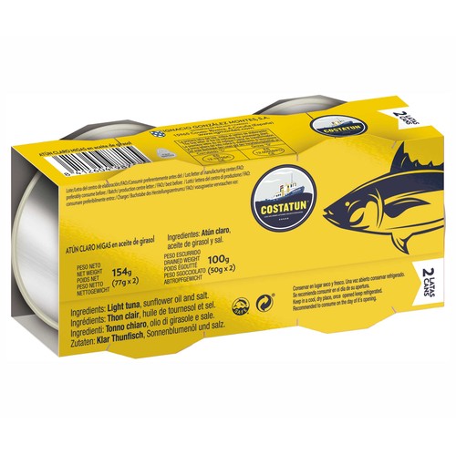 COSTATUN Migas de atún claro en aceite vegetal 2 x 80 gr.