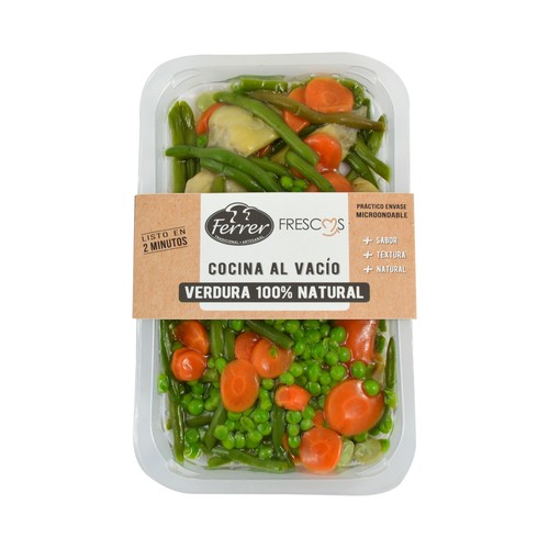 FERRER Menestra de verduras cocidas y envasadas al vacío, listas para ser consumidas FERRER 300 g.