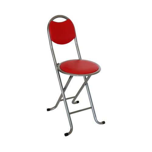 Silla plegable de acero y asiento de PVC color rojo, PRODUCTO ALCAMPO.