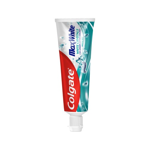 COLGATE Max white Pasta de dientes blanqueadora con cristales blancos 75 ml.