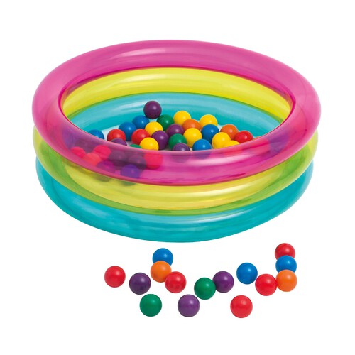 Piscina infantil de bolas hinchable con 50 bolas de plástico incluidas, 86x25 cm INTEX.
