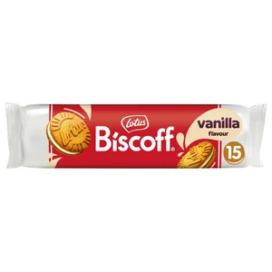 LOTUS Biscoff Galletas caramelizadas rellenas de crema sabor a vainilla 15 uds. 150 g.