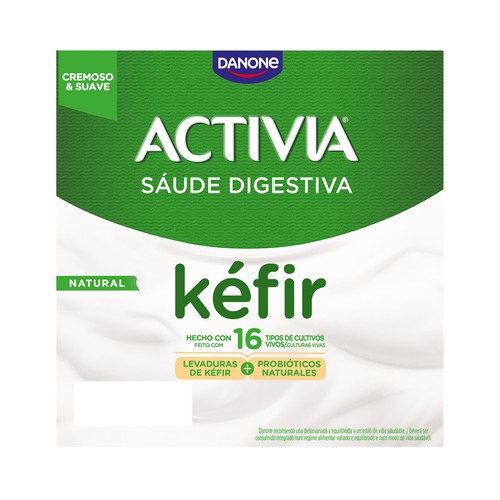 ACTIVIA de Danone Kéfir natural cremoso con probióticos naturales 4 x 125 g.