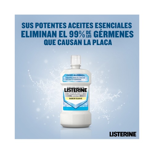 LISTERINE Enjuague bucal sin alcohol, con acción blanqueadora y sabor a menta 1 l.
