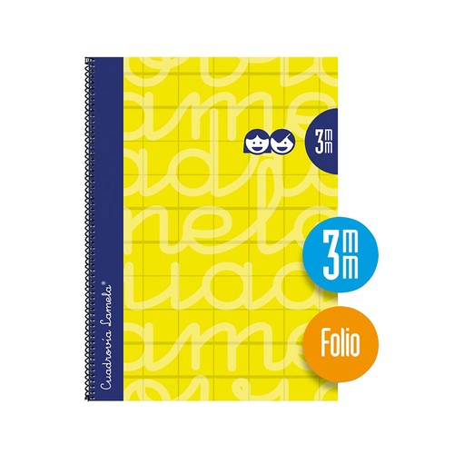 Cuaderno espiral con cubierta extra dura, tamaño A4, cuadrovía de 3mm, 80 hojas, EDITORIAL LAMELA.