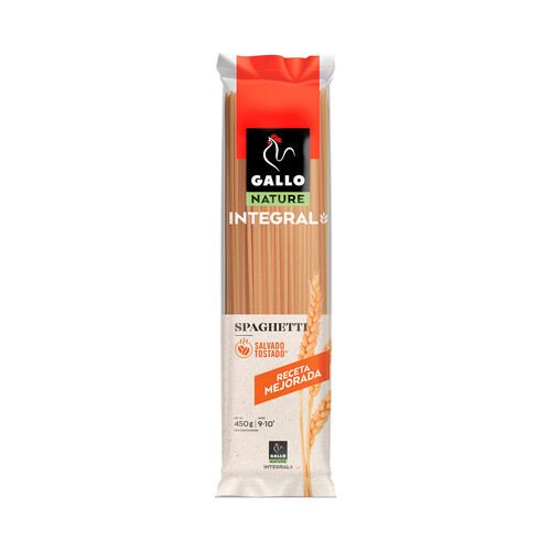 GALLO Nature Pasta espagueti integrales paquete de 450 g.
