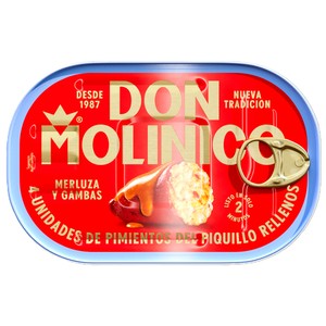 Pimiento piquillo relleno de merluza-gambas MOLINICO, lata 260 g