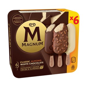 Imagen de MAGNUM de Frigo Bombones helados de chocolate con leche (2), almendrado (2) y chocolate blanco (2) 6 x 100 ml.