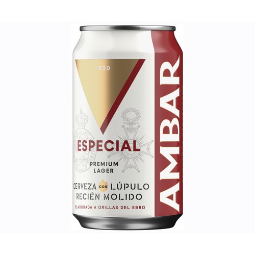 AMBAR ESPECIAL Cerveza lata de 33 cl.
