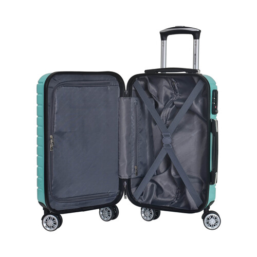 Maleta de cabina rígida de color menta de 55 cm y 8 ruedas ABS, AIRPORT ALCAMPO.