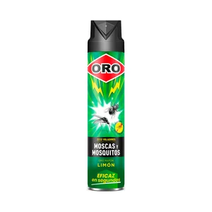 ORO Spray insecticida para matar mosquitos y moscas, aroma limón 750 ml.